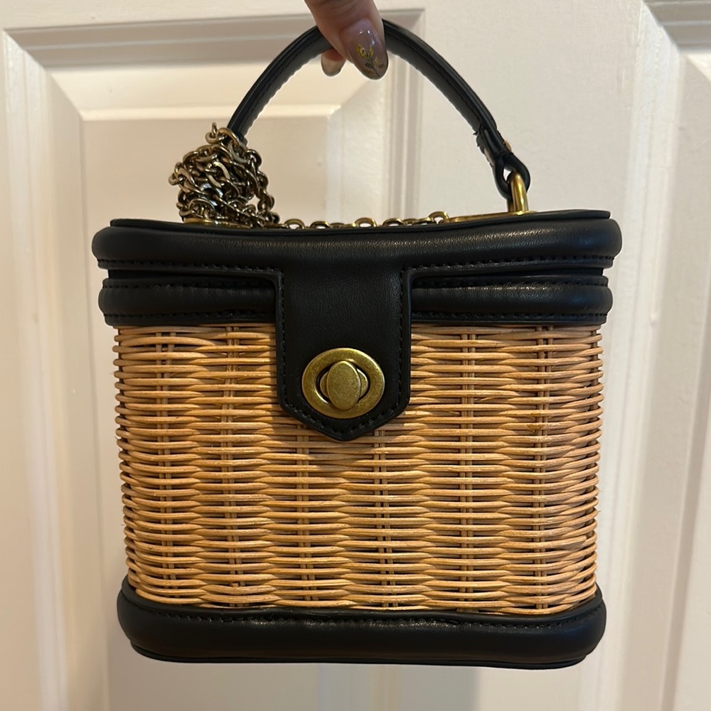 Zara Black and Tan Mini Bag with Woven Design